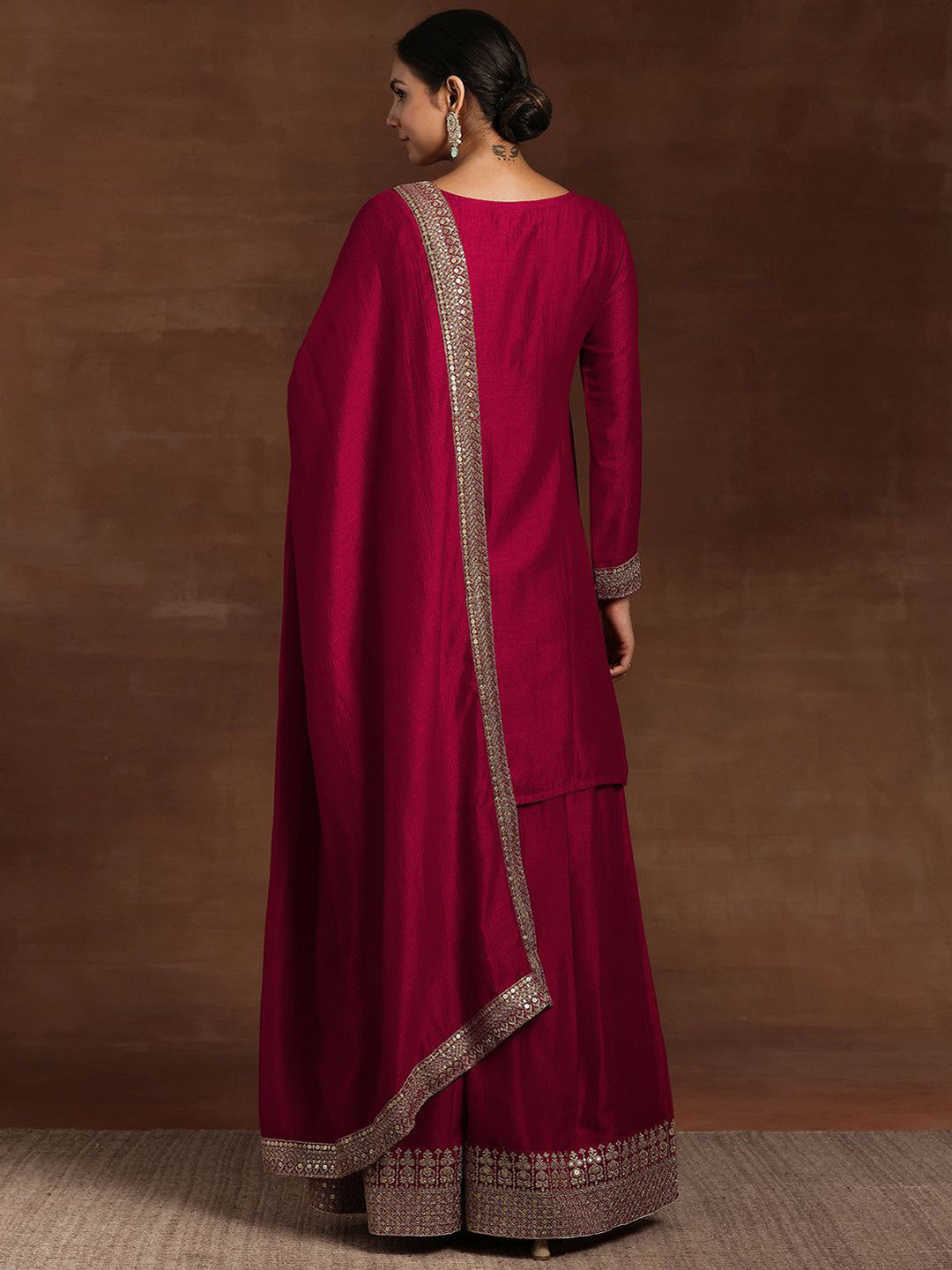 Women Ethnic Motifs Embroidered Kurta with Palazzo & Dupatta