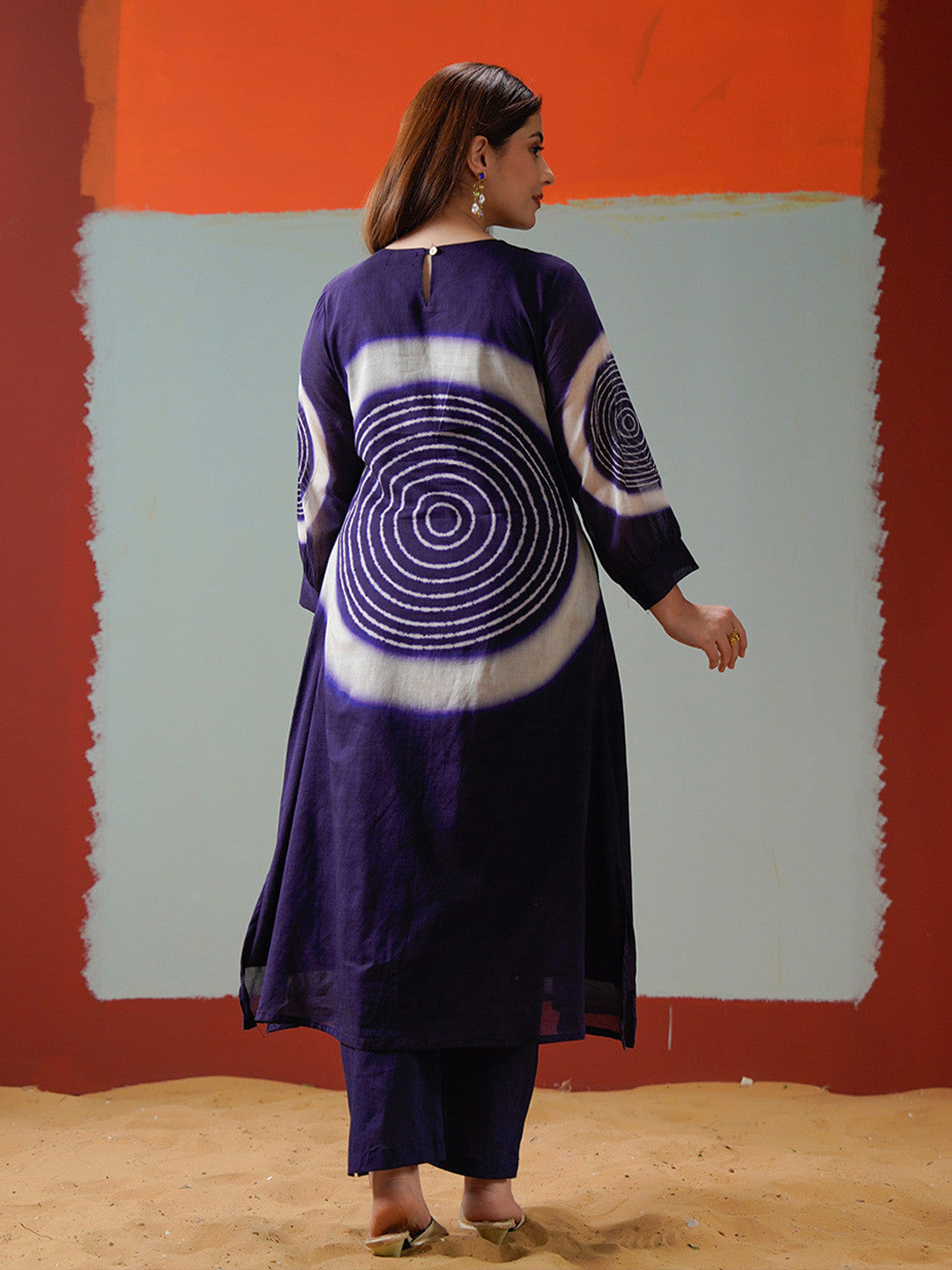 Bandhani Printed Round Neck A-Line Kurta & Trousers