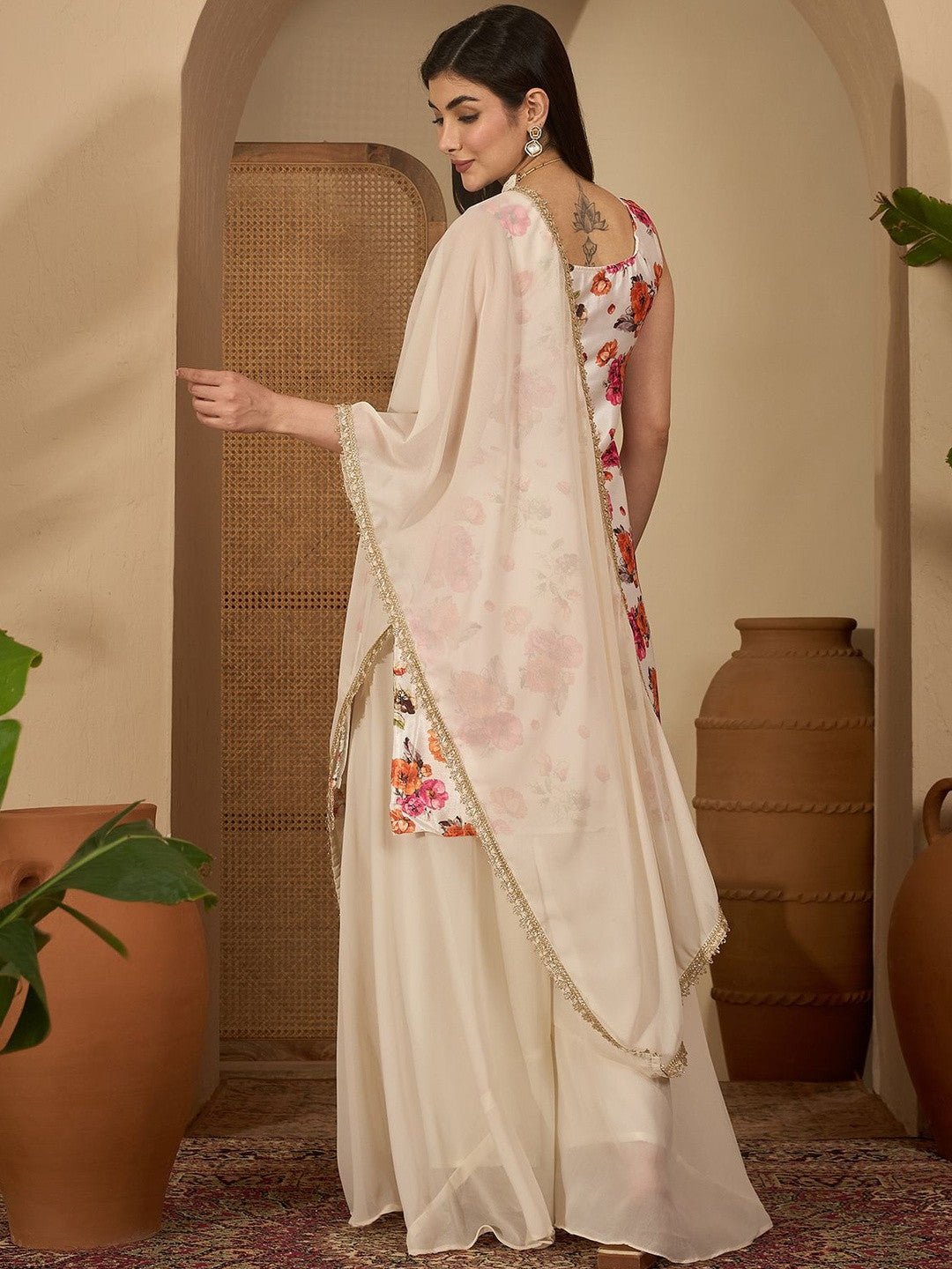 Women Off White Kurta Sets