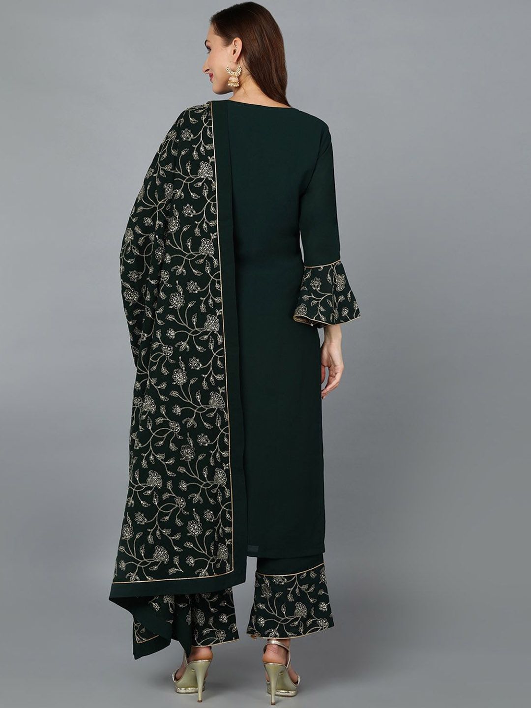 Dhiyona KL Women Ethnic Motifs Embroidered Regular Sequinned Kurta with Palazzos & With Dupatta