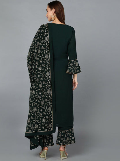 Dhiyona KL Women Ethnic Motifs Embroidered Regular Sequinned Kurta with Palazzos & With Dupatta