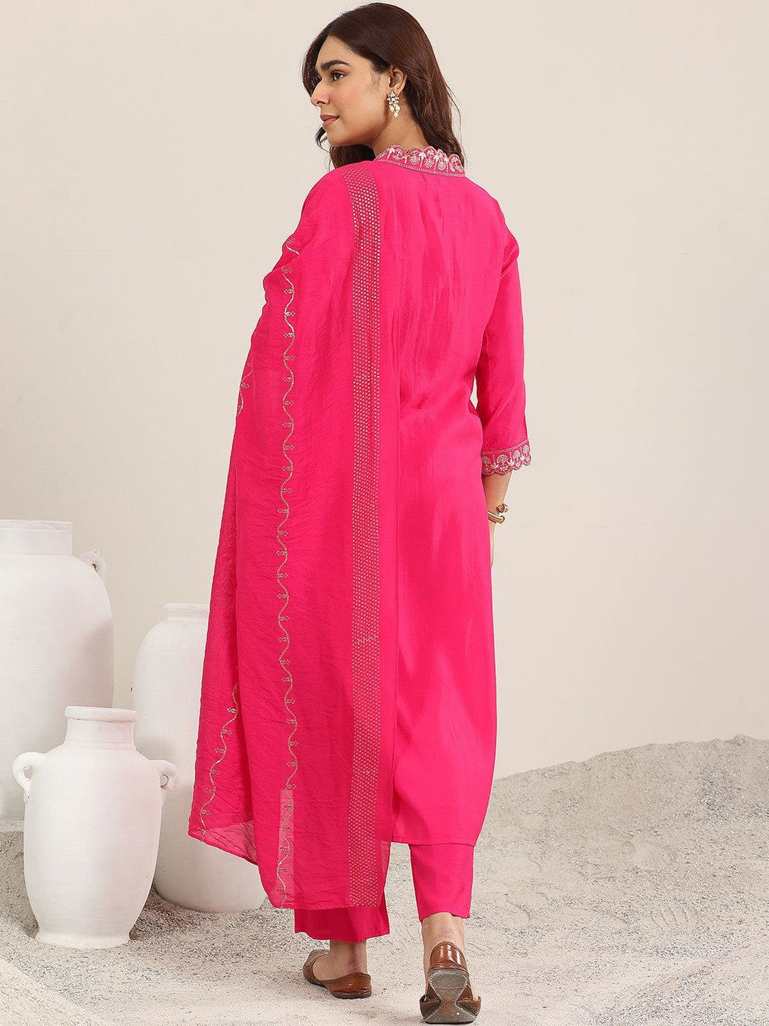 Women Ethnic Motifs Embroidered Thread Work Kurta with Trousers & Dupatta
