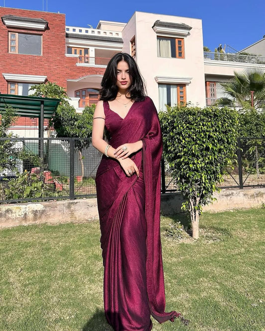 Dhiyona ST Noel Dual Shade Butter Chiffon Saree with Self Blouse Fabric
