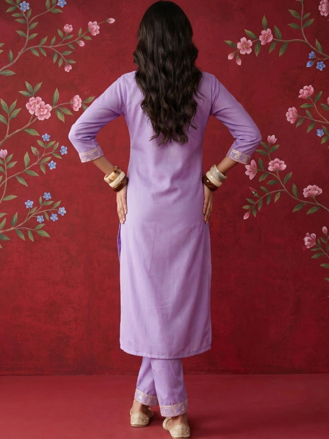 Women Ethnic Motifs Embroidered Regular Kurta with Trousers & With Dupatta