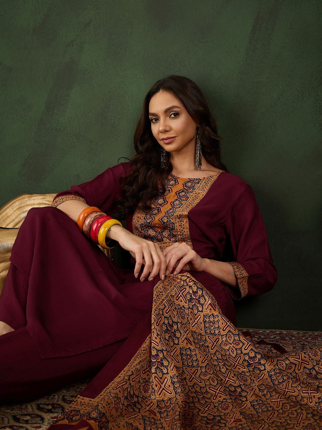 Printed Round Neck Kurta & Trousers Kurta Set