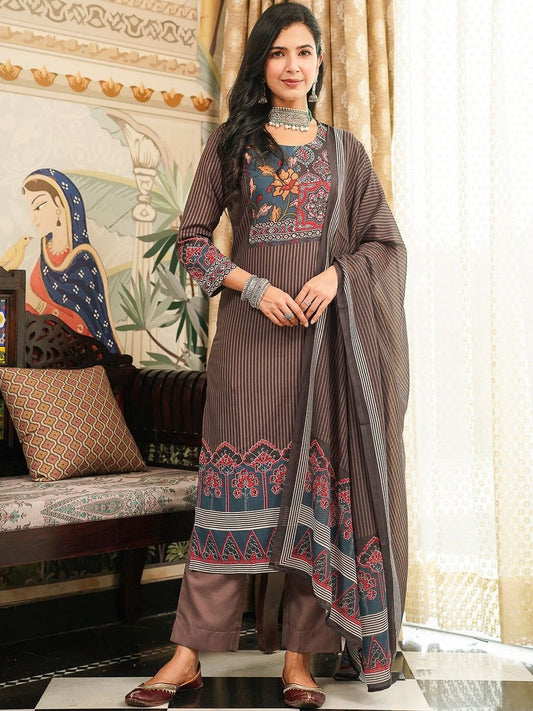 Dhiyona KL Ethnic Motifs Printed Kurta with Trousers & Dupatta