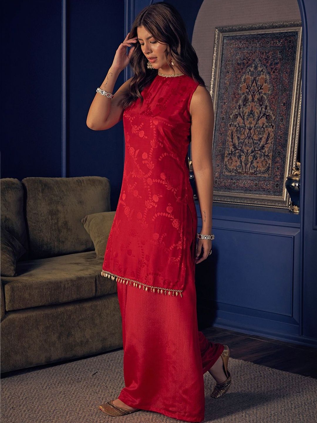 Dhiyona CH Women Regular Gotta Patti Kurta with Palazzos
