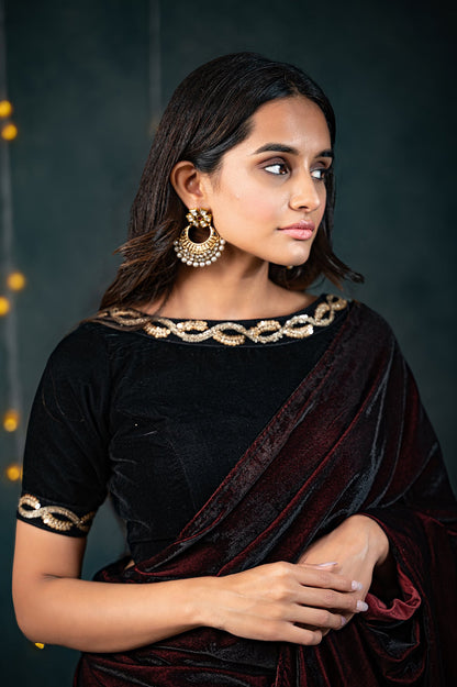 Dhiyona ST Velvet Black Blouse