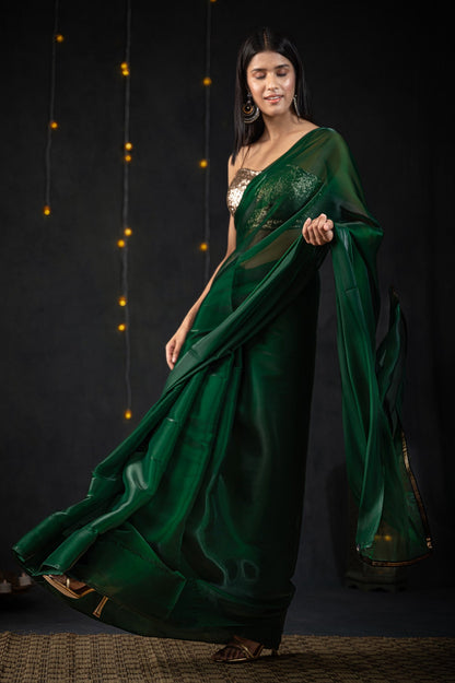 Dhiyona ST Metallic Emerald Green Saree