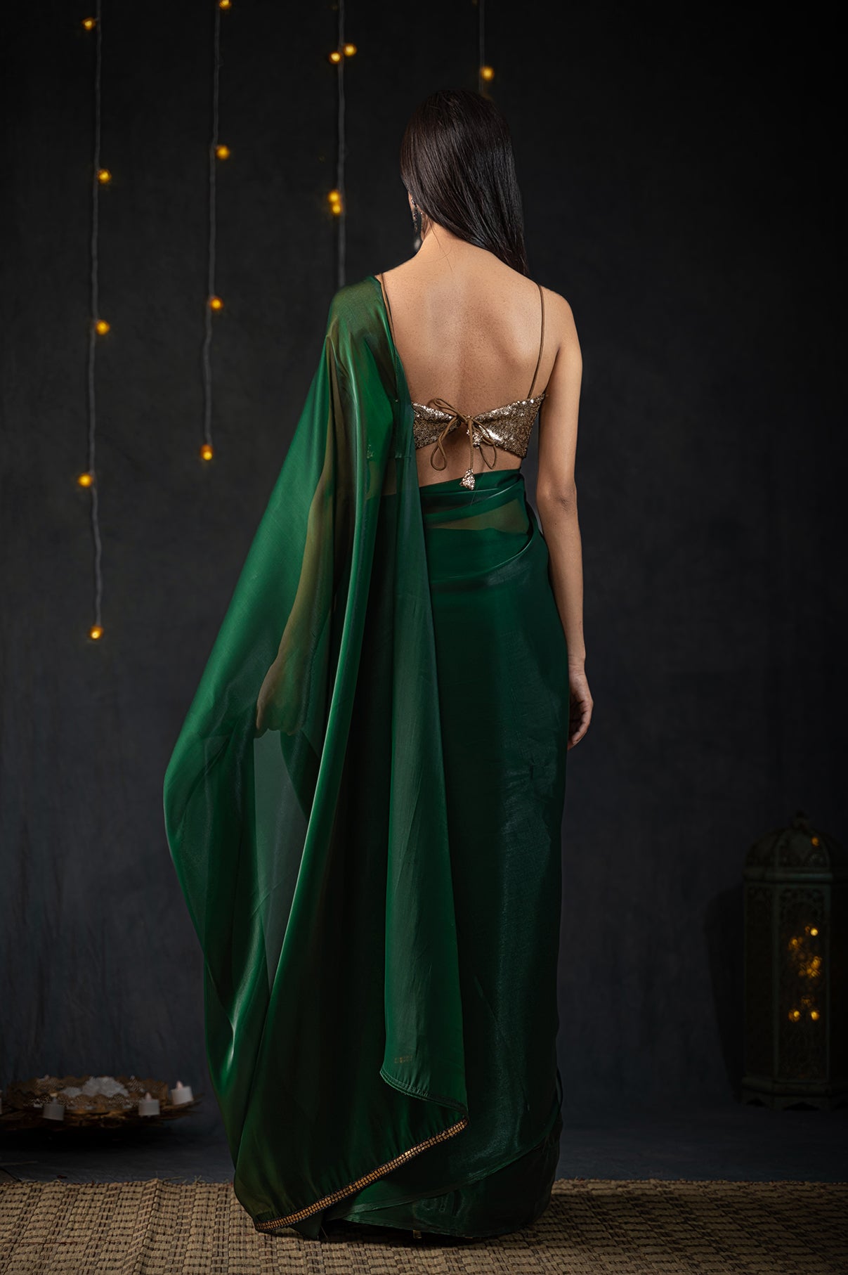Dhiyona ST Metallic Emerald Green Saree