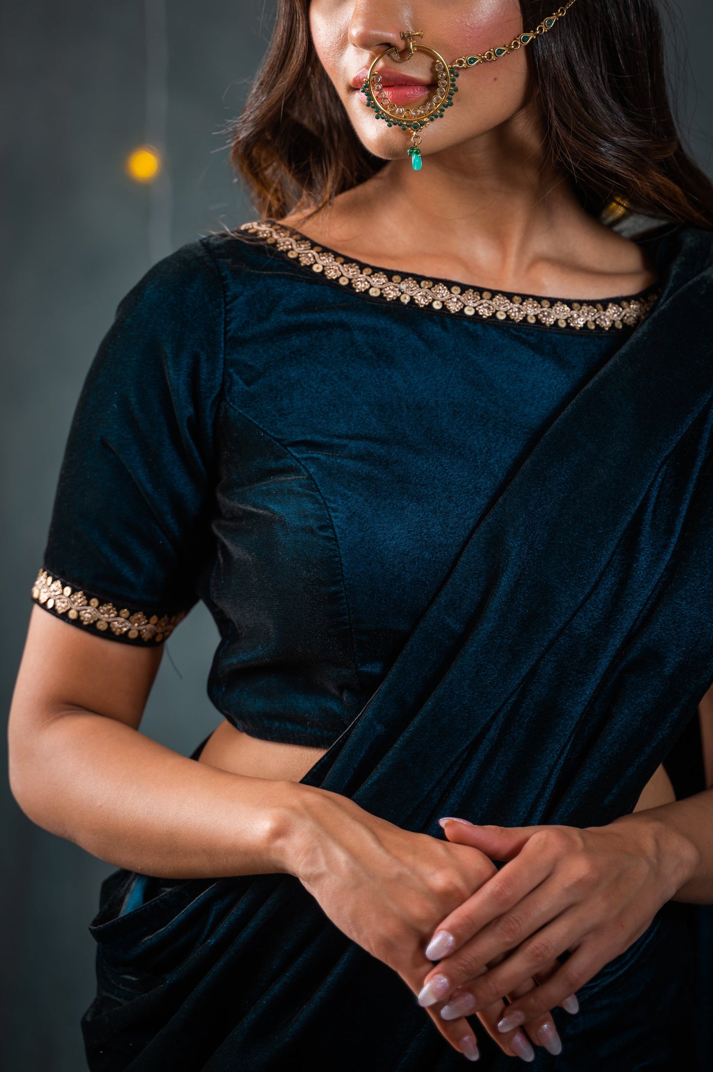 Dhiyona ST Velvet Blue Blouse