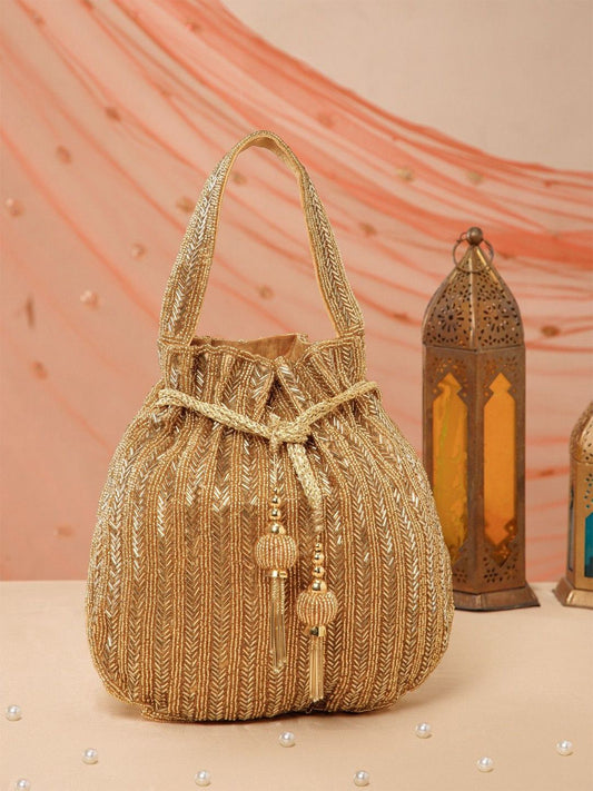 Dhiyona NR Women Embellished Embroidered Potli Clutch