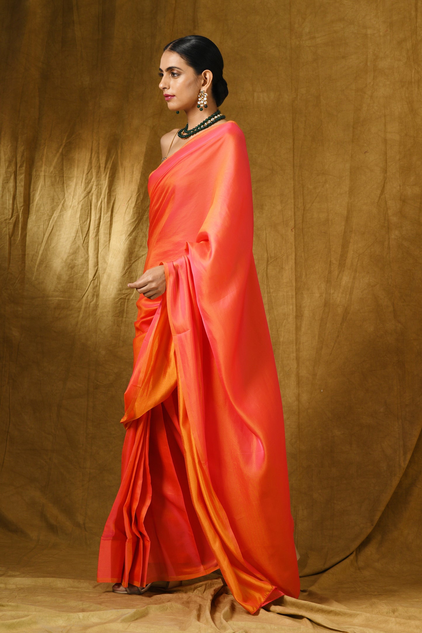 Dhiyona ST Pink & Orange Paradise Satin Saree