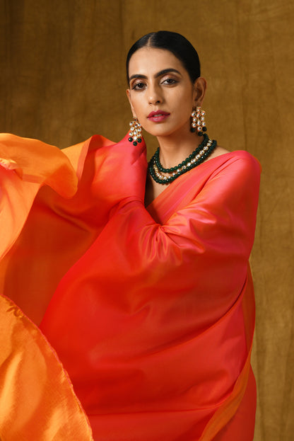 Dhiyona ST Pink & Orange Paradise Satin Saree