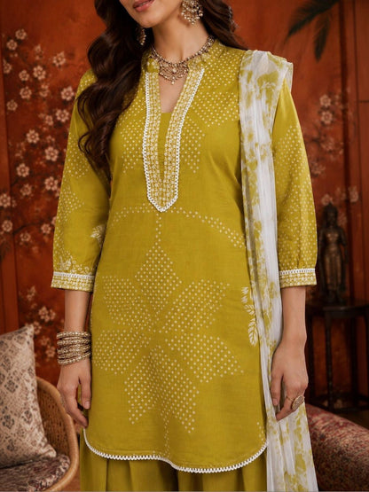 Women Cotton Printed Straight Farshi Salwar Suit Set
