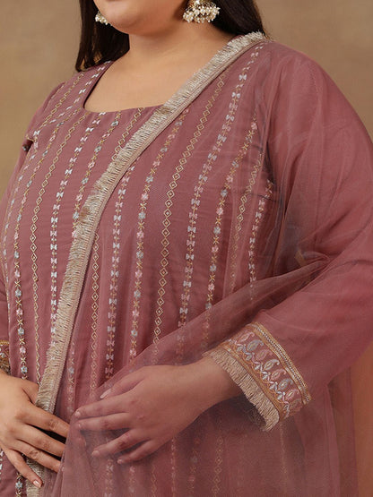 Dhiyona IN Women Ethnic Motifs Embroidered Regular Thread Work Kurta with Palazzos & With Dupatta