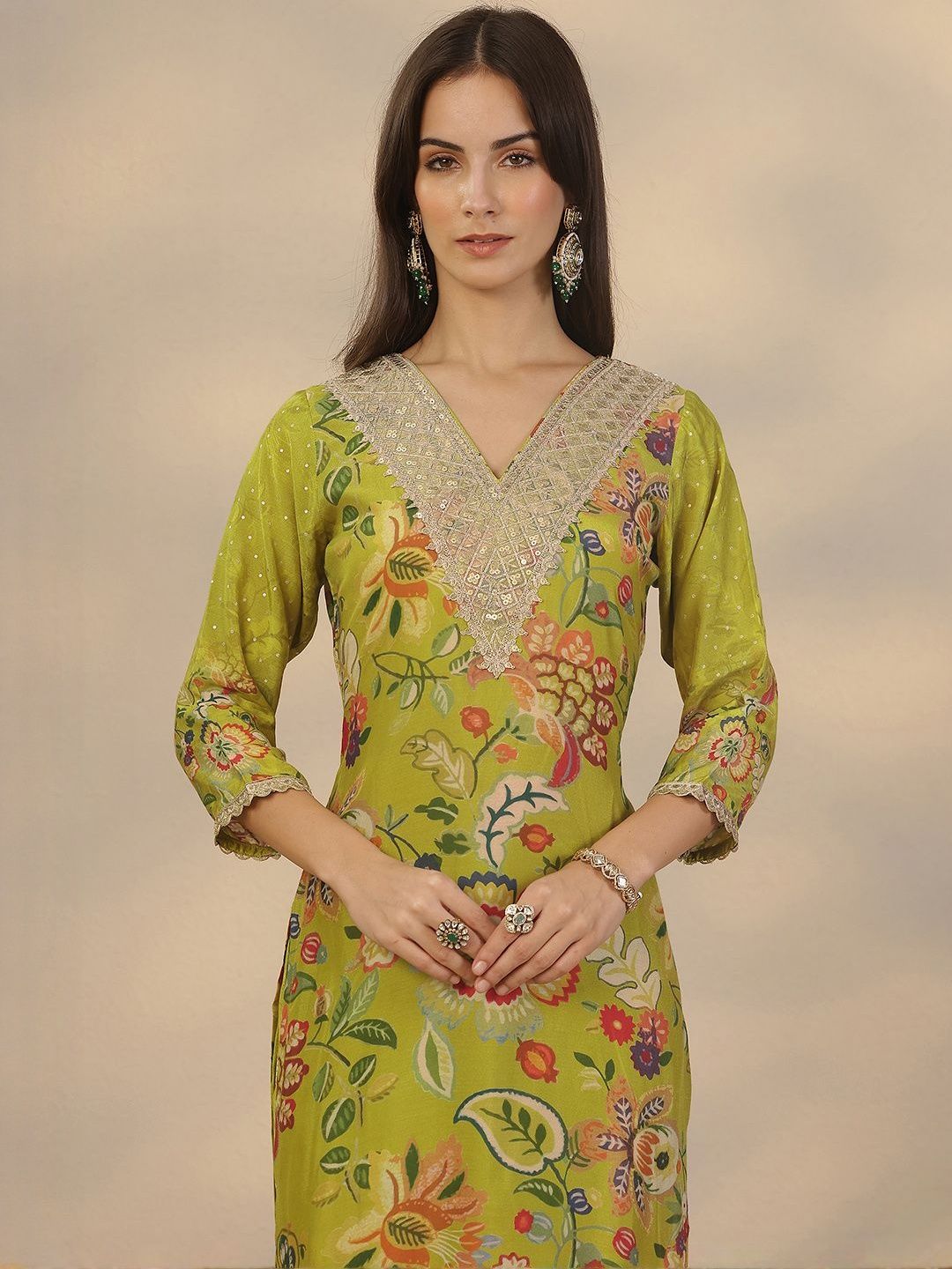 Dhiyona LL Women Floral Printed Kurta with Palazzo & Dupatta