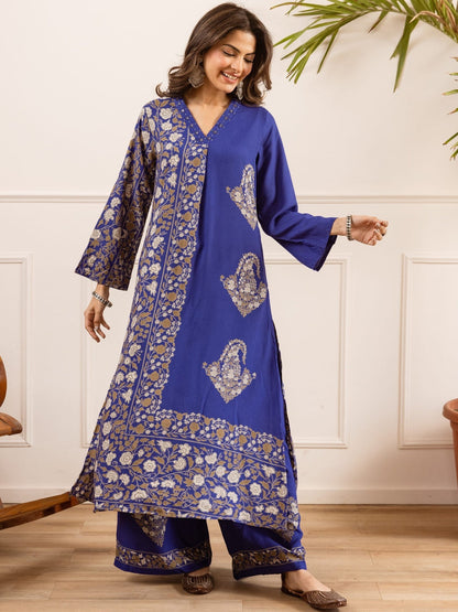 Printed Viscose Rayon V-Neck Kurta & Palazzos