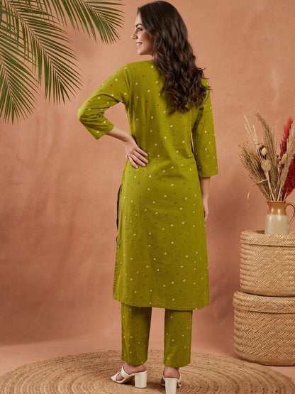 Women Ethnic Motifs Printed Regular Pure Cotton Kurta with Trousers & With Dupatta