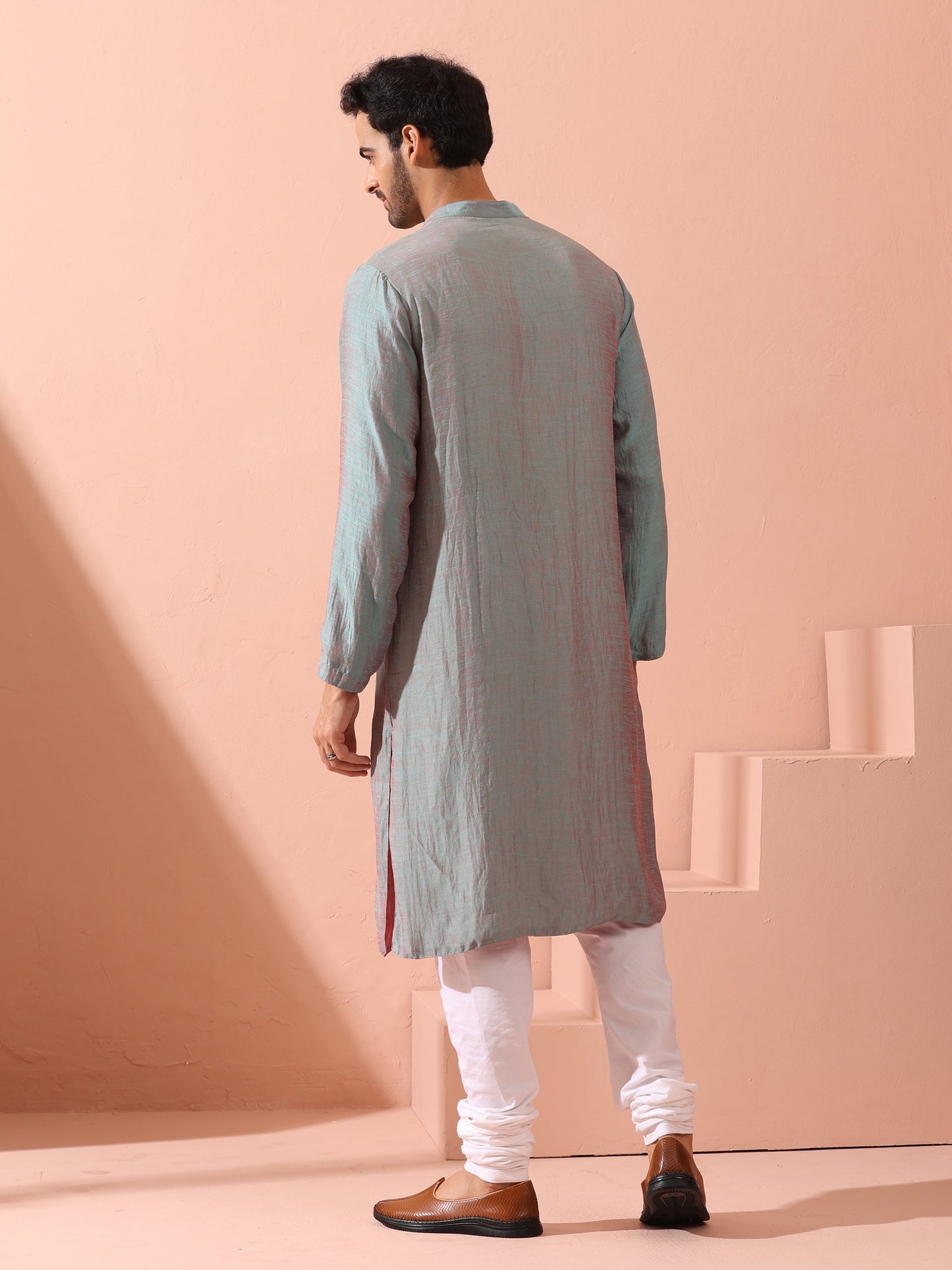 Dhiyona ST Reversable Pink Blue Satin Kurta with Snaps