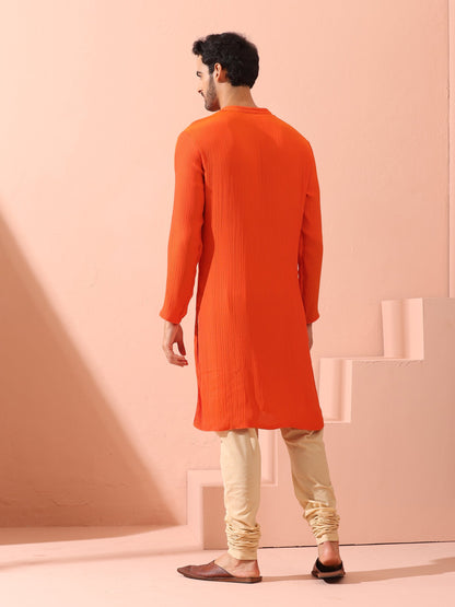 Dhiyona ST Reversible Fire and Cool Orange Red Chiffon Kurta With Snaps