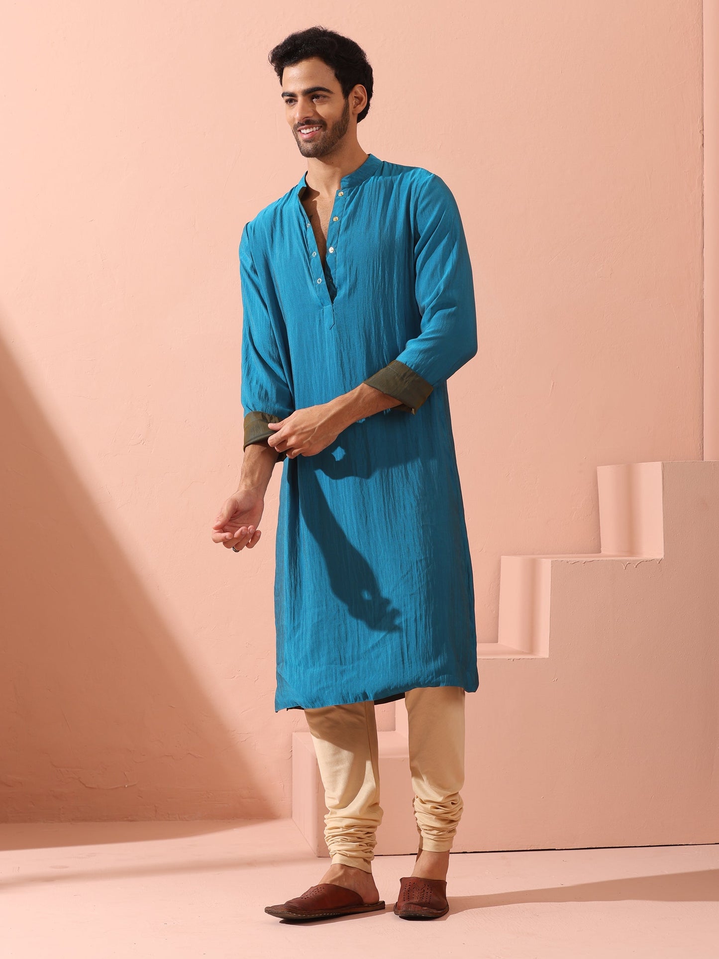 Dhiyona ST Reversable Grandeur Blue and Grey Kurta with Snaps