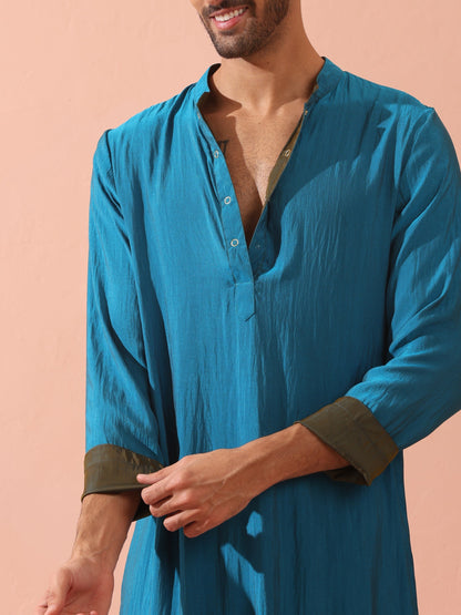 Dhiyona ST Reversable Grandeur Blue and Grey Kurta with Snaps