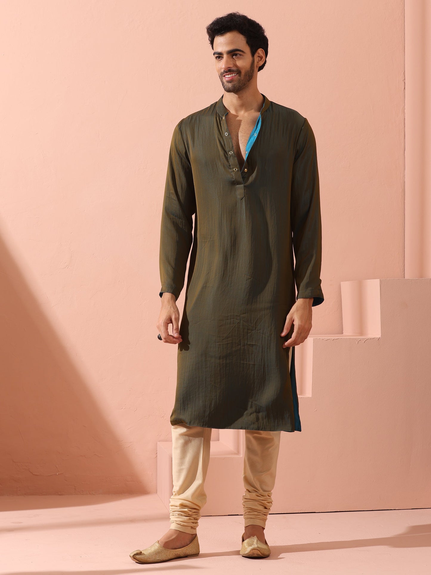 Dhiyona ST Reversable Grandeur Blue and Grey Kurta with Snaps