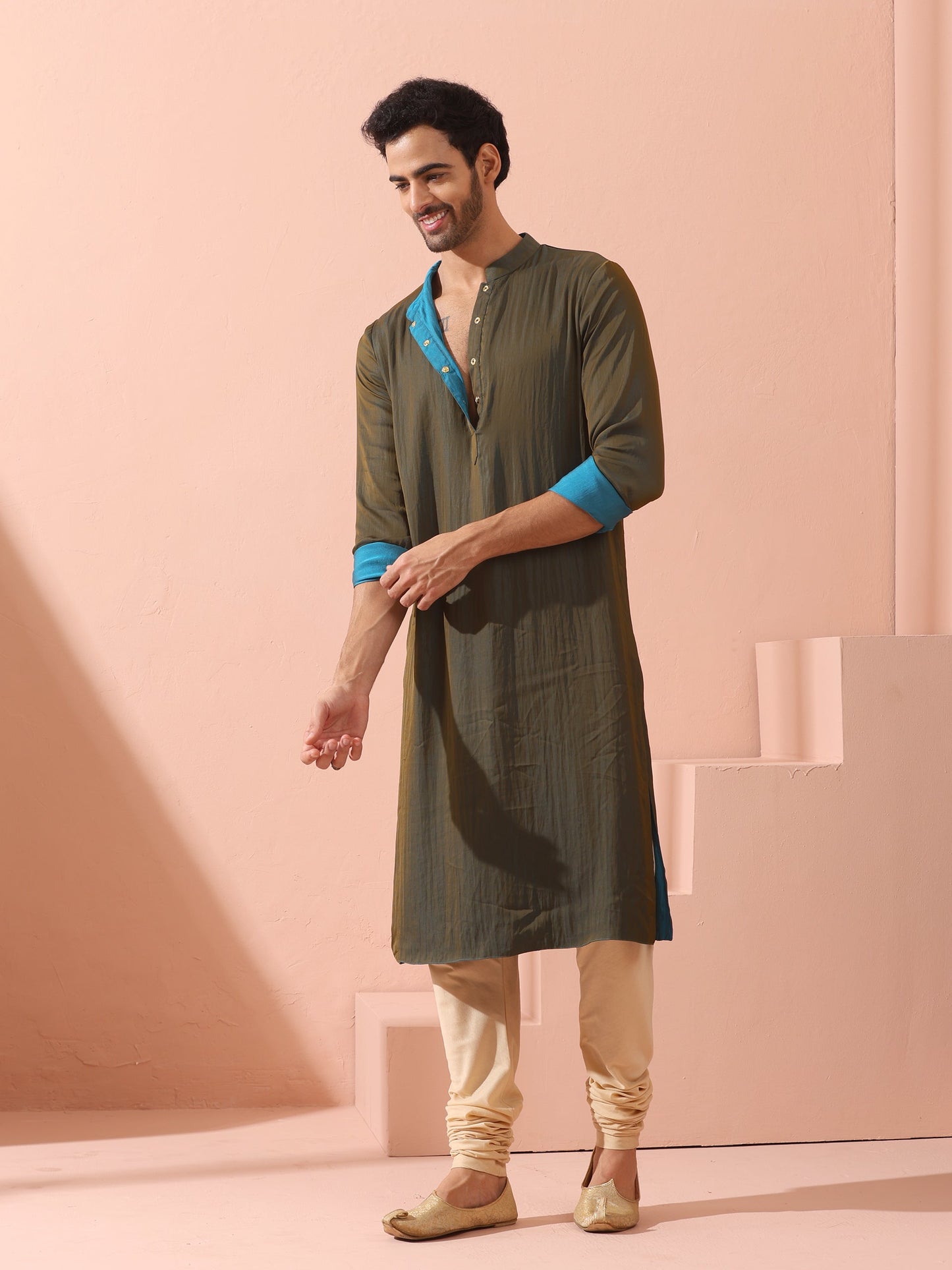 Dhiyona ST Reversable Grandeur Blue and Grey Kurta with Snaps