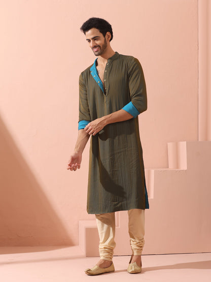 Dhiyona ST Reversable Grandeur Blue and Grey Kurta with Snaps