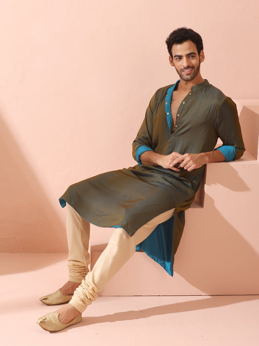 Dhiyona ST Reversable Grandeur Blue and Grey Kurta with Snaps
