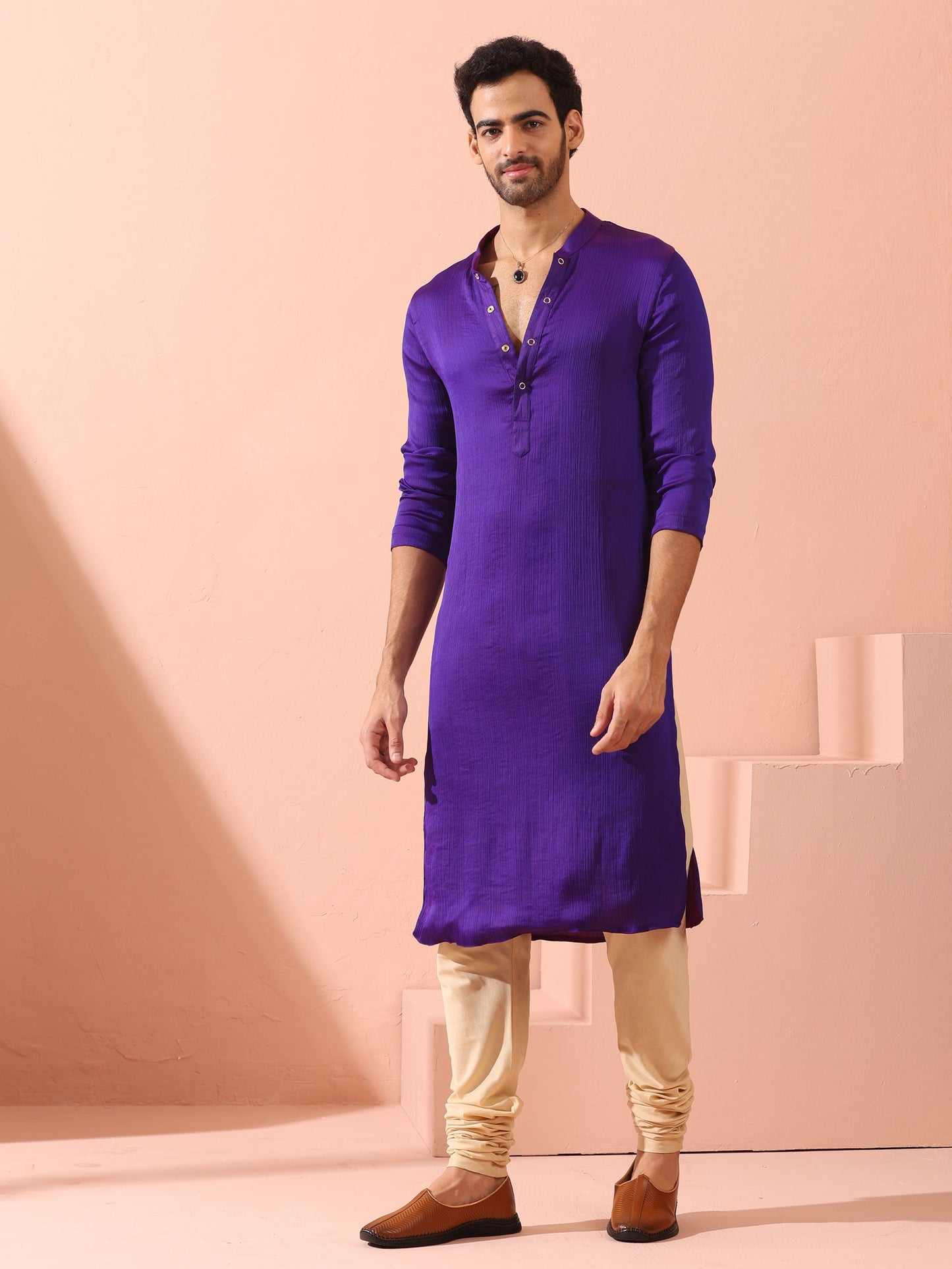 Dhiyona ST Reversible Striking Purple Plum Chiffon Kurta With Snaps