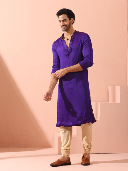 Dhiyona ST Reversible Striking Purple Plum Chiffon Kurta With Snaps