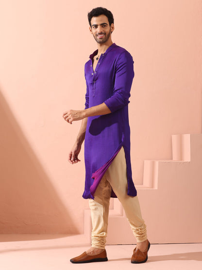 Dhiyona ST Reversible Striking Purple Plum Chiffon Kurta With Snaps
