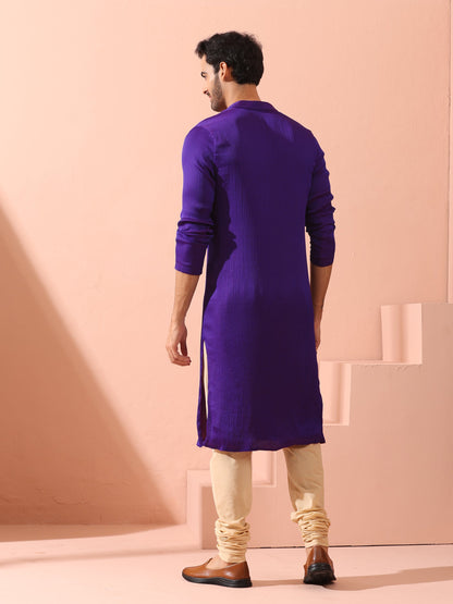 Dhiyona ST Reversible Striking Purple Plum Chiffon Kurta With Snaps