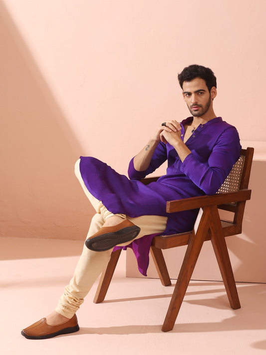 Dhiyona ST Reversible Striking Purple Plum Chiffon Kurta With Snaps