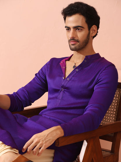 Dhiyona ST Reversible Striking Purple Plum Chiffon Kurta With Snaps