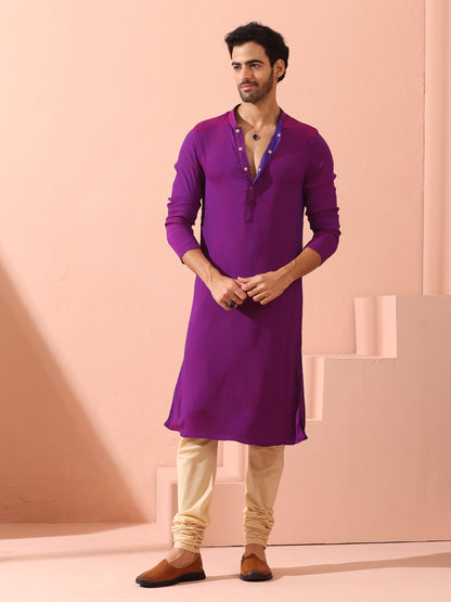 Dhiyona ST Reversible Striking Purple Plum Chiffon Kurta With Snaps