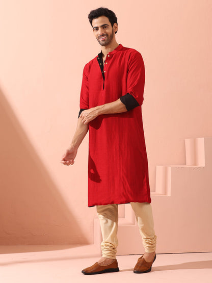 Dhiyona ST Reversable Connoisseur Red Black Kurta With Snaps