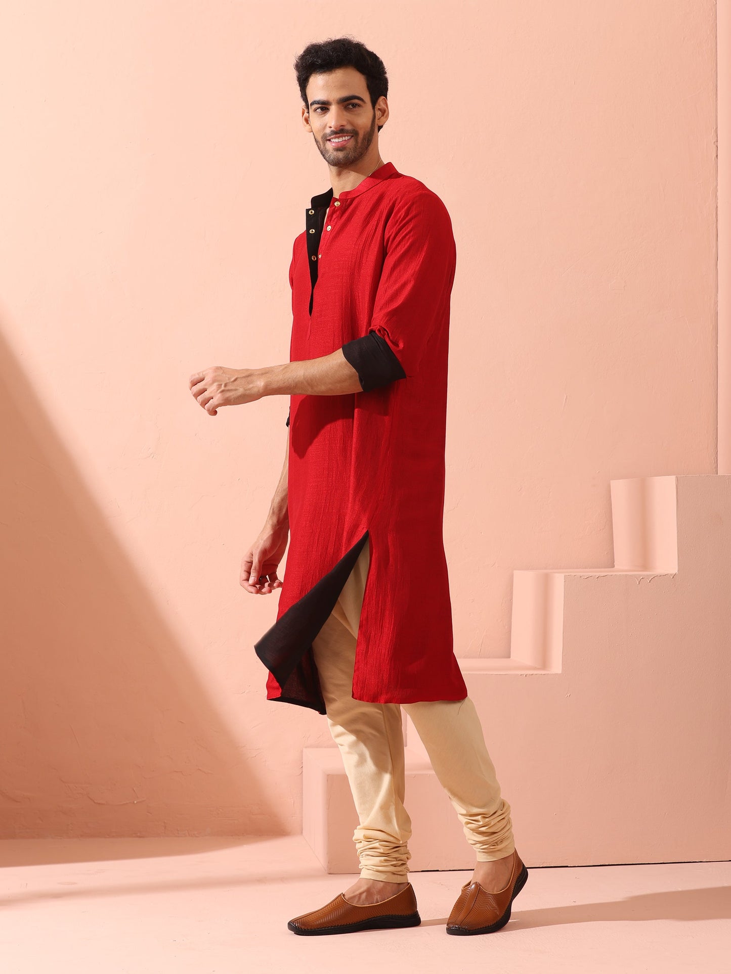 Dhiyona ST Reversable Connoisseur Red Black Kurta With Snaps