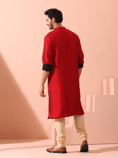 Dhiyona ST Reversable Connoisseur Red Black Kurta With Snaps