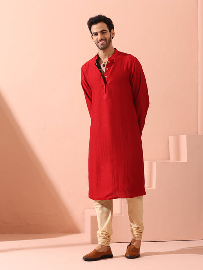 Dhiyona ST Reversable Connoisseur Red Black Kurta With Snaps