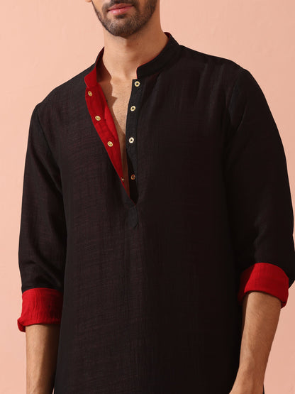 Dhiyona ST Reversable Connoisseur Red Black Kurta With Snaps