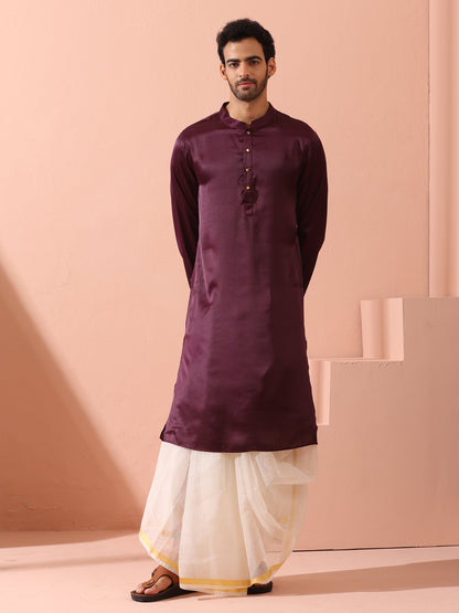 Dhiyona ST Regal Wine Satin with Gold Buttons