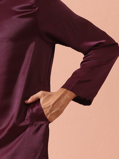 Dhiyona ST Regal Wine Satin with Gold Buttons