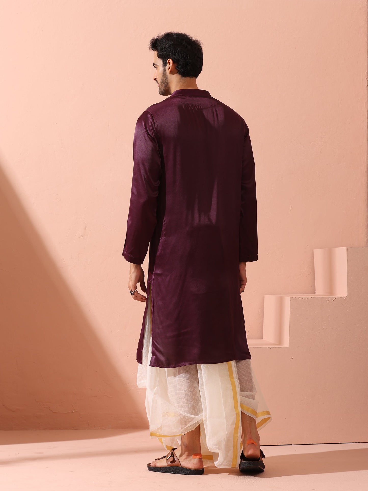 Dhiyona ST Regal Wine Satin with Gold Buttons
