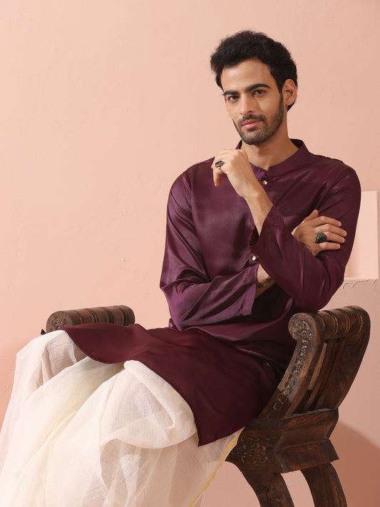 Dhiyona ST Regal Wine Satin with Gold Buttons