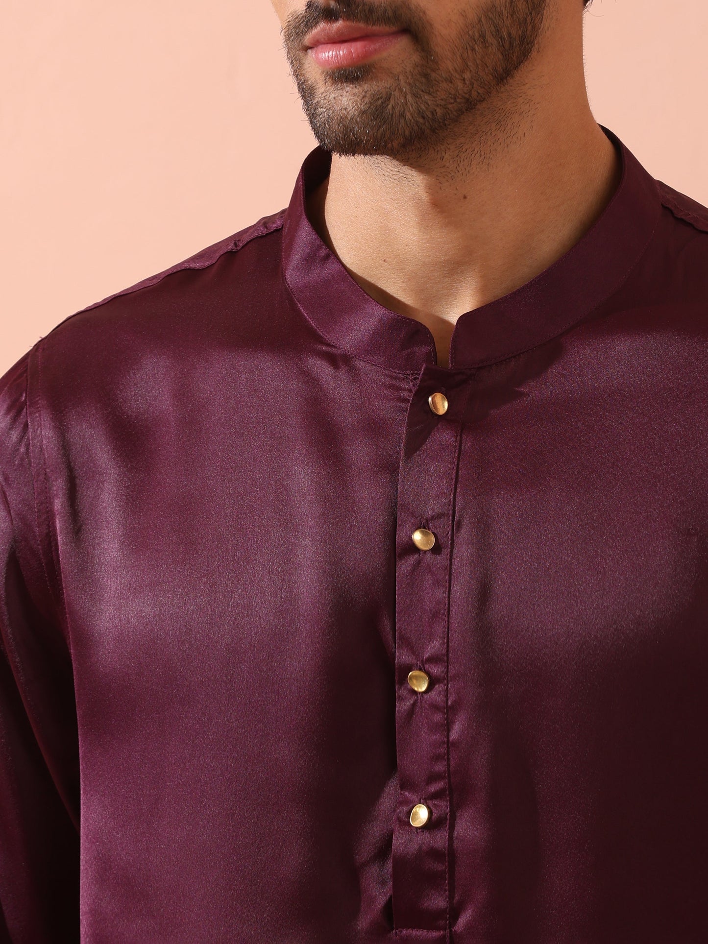 Dhiyona ST Regal Wine Satin with Gold Buttons