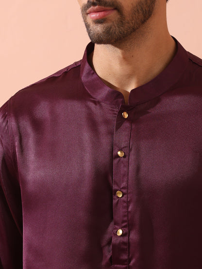 Dhiyona ST Regal Wine Satin with Gold Buttons