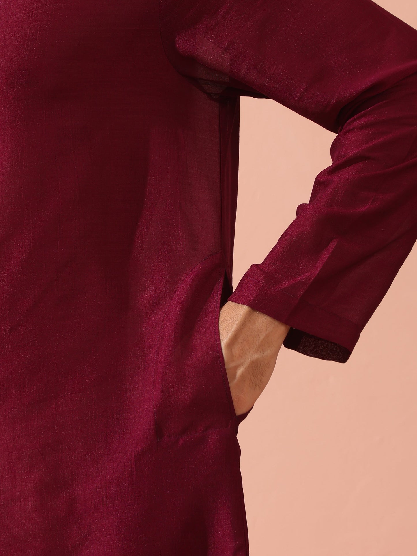 Dhiyona ST Comfort Wine Kurta with Star Buttons